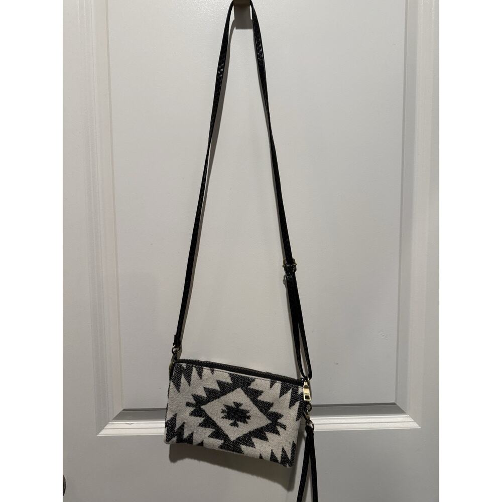 Crossbody Bag Western Aztec Geometric Pattern Brown Adjustable Strap